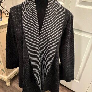 Yushi Artsy Flowy Stretch Knit Open Cardigan Jacket EUC